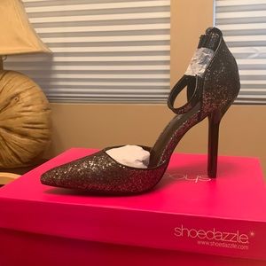 Shoedazzle Black Caviar Glitter Heel